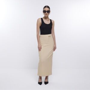 River Island Beige Maxi Midi Skirt Size 4
